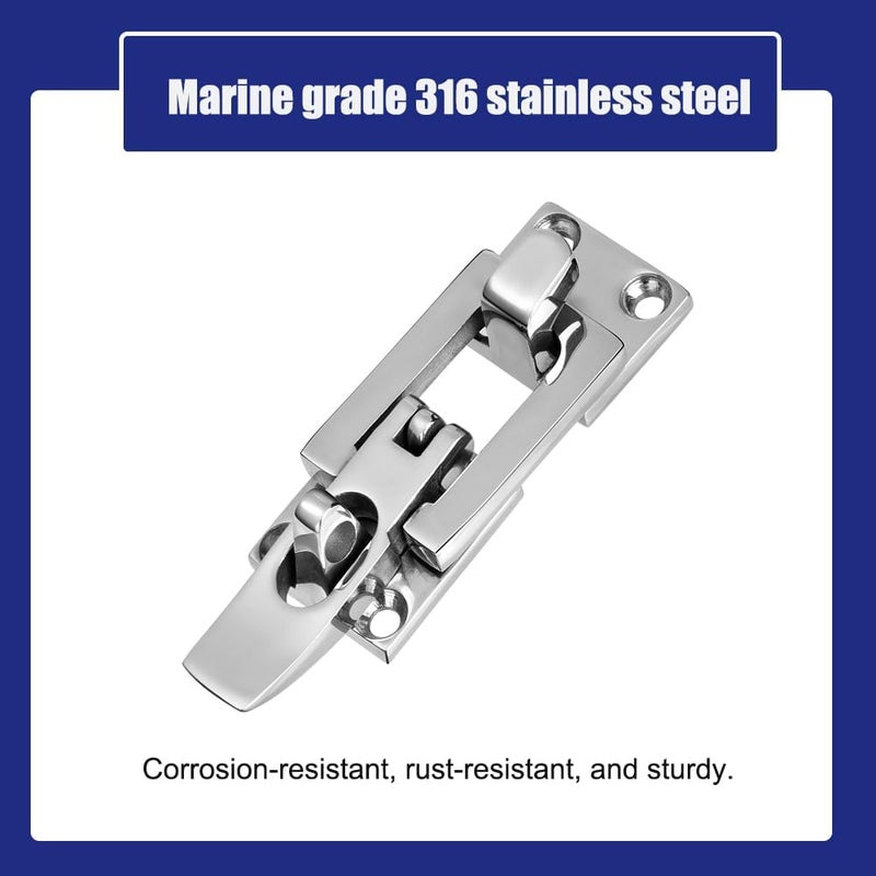 ODYSUNRAL Marine Anti-Rattle Square Latches for Boat Door Hatch, Hold Down Clamp Latches, Lockable, Sturdy Construction, 316 Stainless Steel, with Screws - Image 3
